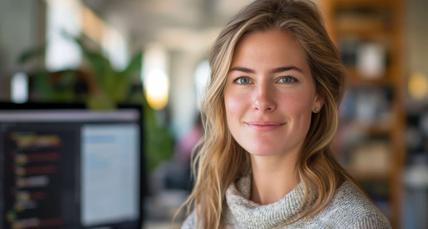 Webdesignerin am Schreibtisch in einer Webagentur